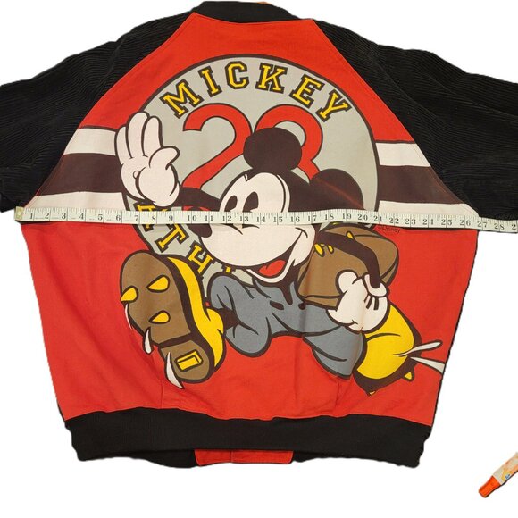Disney Mickey Mouse Bomber Jacket Size Large Football Varsity Vintage - Picture 9 of 11
